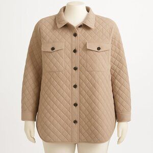 Sigred Olsen Women's Cream/Tan Colored Quilted Jacket, Size 2X
